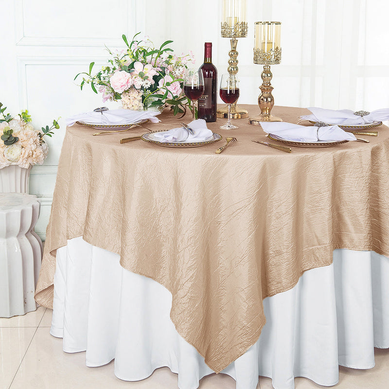 Square Crushed Taffeta Table Overlay 85x85 Champagne