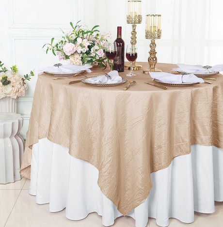 Square Crushed Taffeta Table Overlay 85x85 Champagne