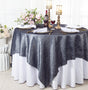 Crushed Taffeta Square Table Overlay 85x85 Pewter/Charcoal