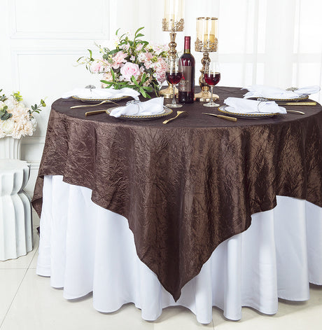 Crushed Taffeta Square Table Overlay 85x85 Chocolate