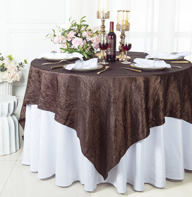 Crushed Taffeta Square Table Overlay 85x85 Chocolate