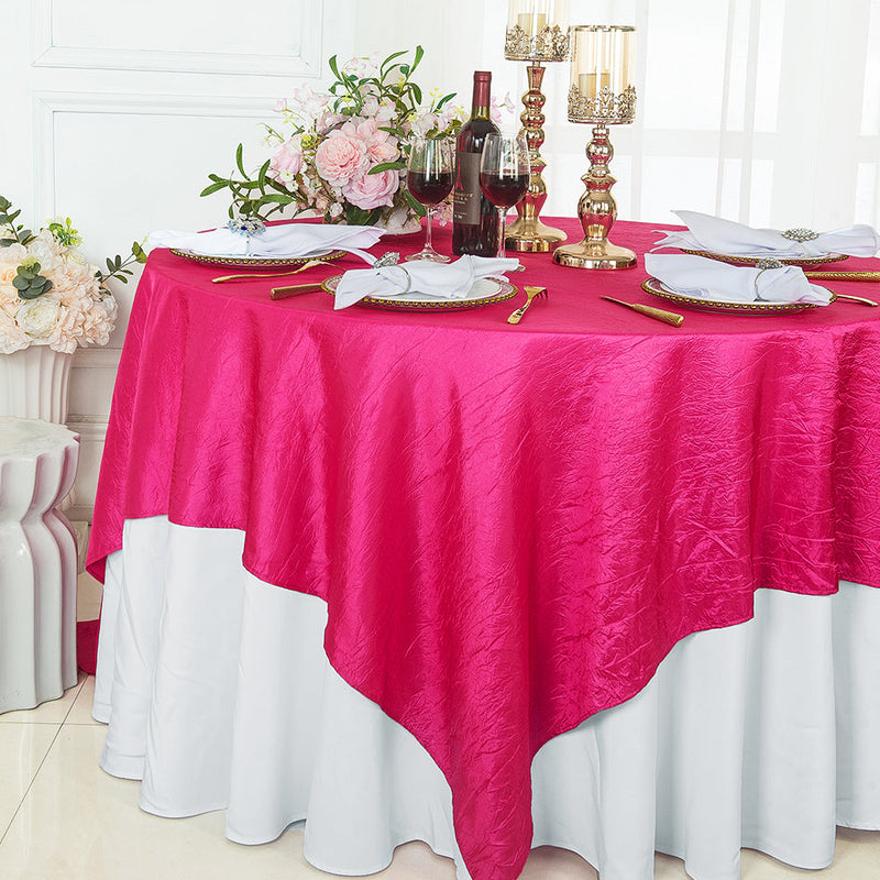 Square Crushed Taffeta Table Overlay 85x85 Fuchsia