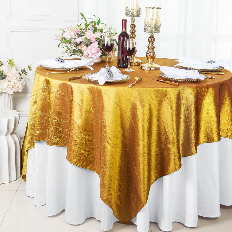 Crushed Taffeta Square Table Overlay 85x85 Gold