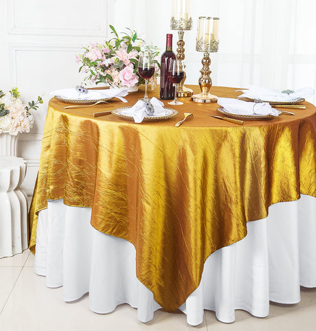 Crushed Taffeta Square Table Overlay 85x85 Gold
