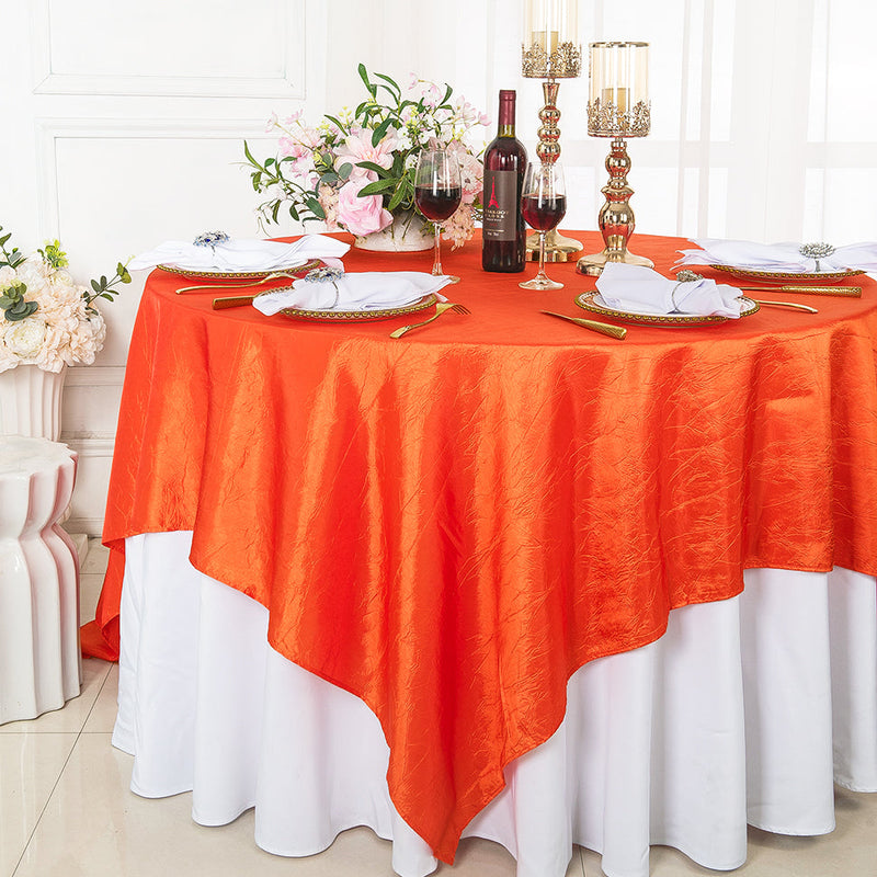 Square Crushed Taffeta Table Overlay 85x85 Orange