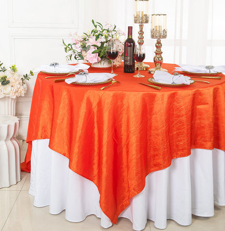 Square Crushed Taffeta Table Overlay 85x85 Orange