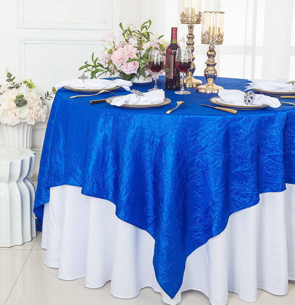 Seamless Crushed Taffeta Square Table Overlay for Events