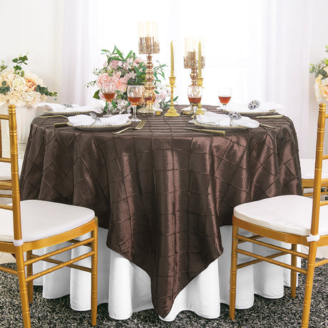 Pintuck Taffeta Square Table Overlay 85x85 Chocolate