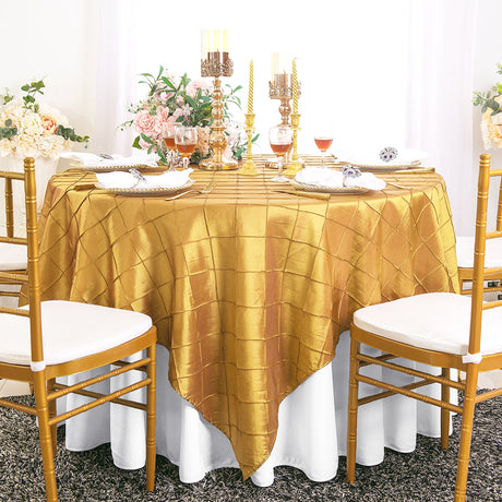 Pintuck Taffeta Square Table Overlay 85x85 Gold
