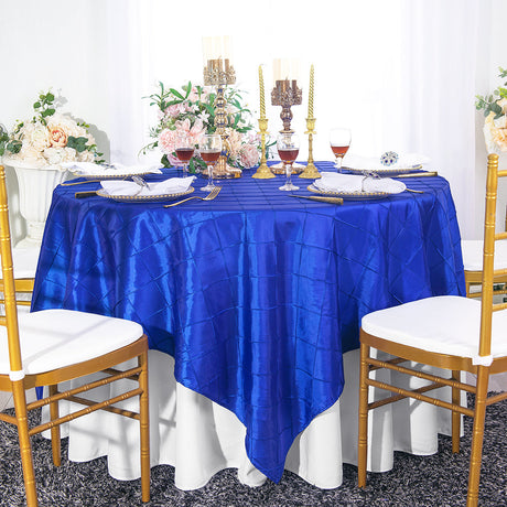 Pintuck Taffeta Table Overlay 85x85 Square Royal Blue