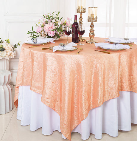Square Crushed Taffeta Table Overlay 85x85 Apricot/Peach