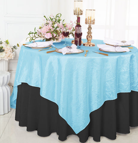 Square Crushed Taffeta Table Overlay 85x85 Baby Blue
