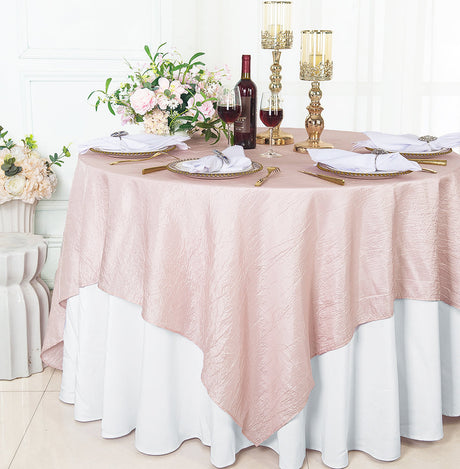 Crushed Taffeta Square Table Overlay 85x85 Blush Pink