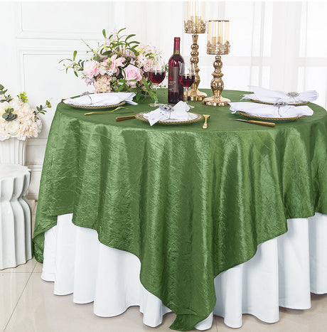 Square Crushed Taffeta Table Overlay 85x85 Clover Green