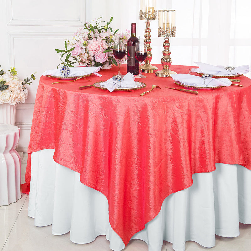 Crushed Taffeta Square Table Overlay 85x85 Coral