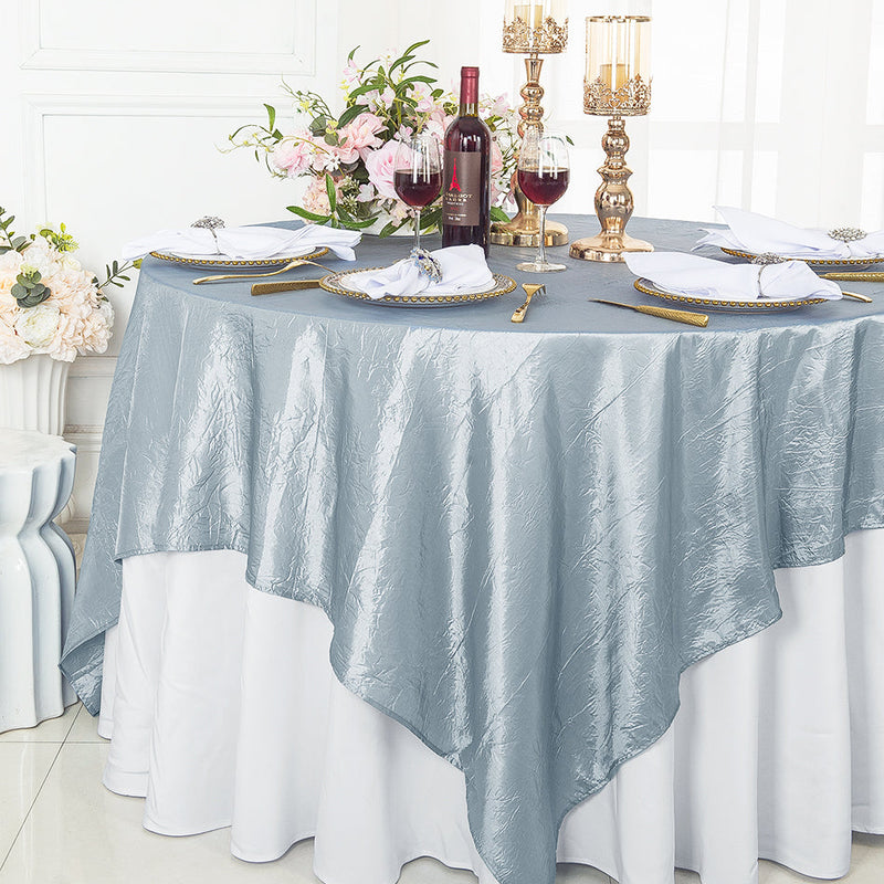 Crushed Taffeta Square Table Overlay 85x85 Dusty Blue