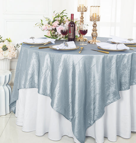 Crushed Taffeta Square Table Overlay 85x85 Dusty Blue
