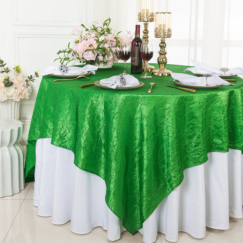 Crushed Taffeta Table Overlay 85x85 Square Emerald Green