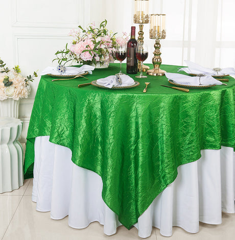 Crushed Taffeta Table Overlay 85x85 Square Emerald Green