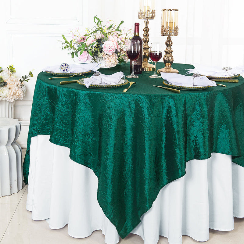 Crushed Taffeta Table Overlay 85x85 Square Hunter Green/Holly Green