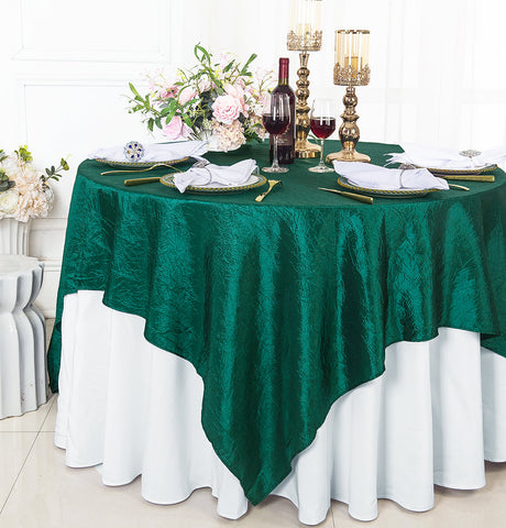 Crushed Taffeta Table Overlay 85x85 Square Hunter Green/Holly Green