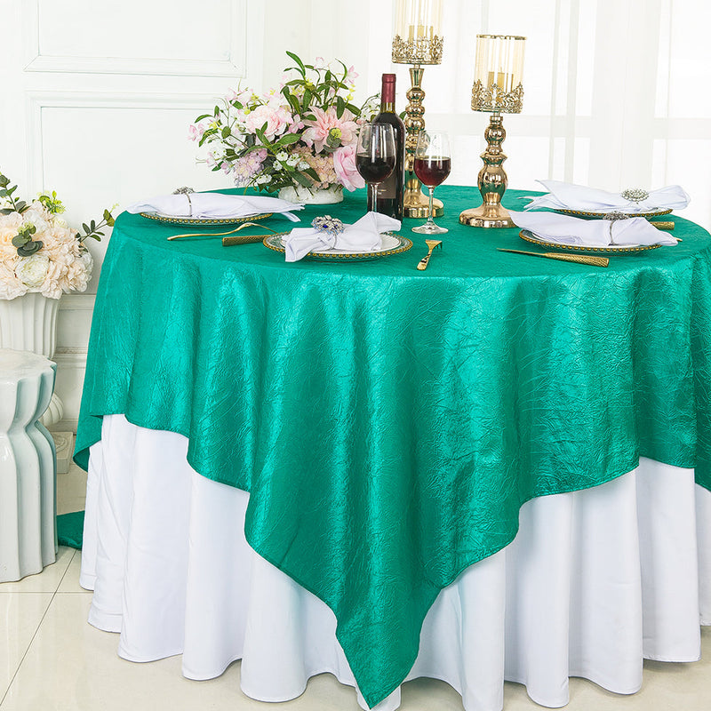 Crushed Taffeta Table Overlay 85x85 Square Jade