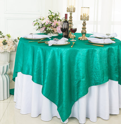 Crushed Taffeta Table Overlay 85x85 Square Jade
