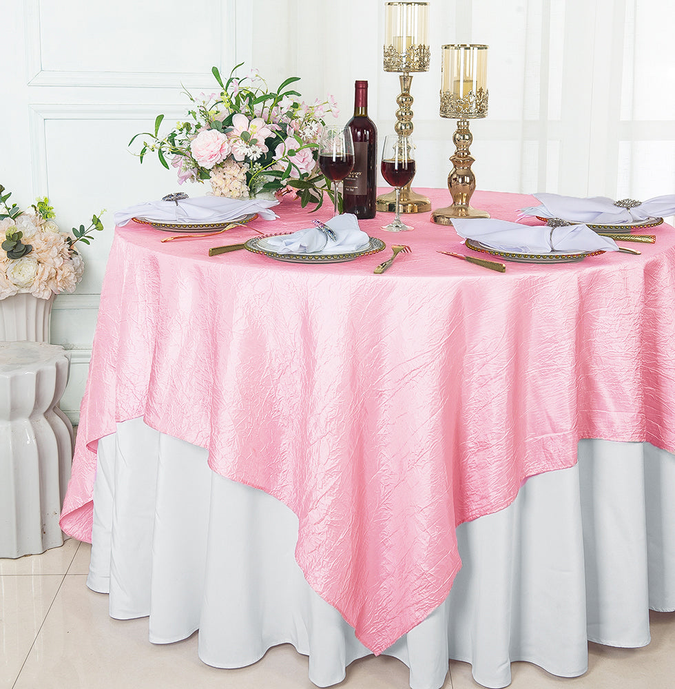 Seamless Crushed Taffeta Square Table Overlay for Events