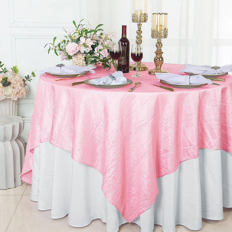 Square Crushed Taffeta Table Overlay 85x85 Pink