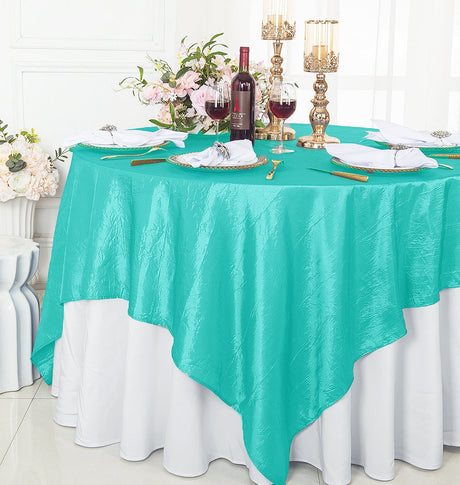 Crushed Taffeta Square Table Overlay 85x85 Pool Blue