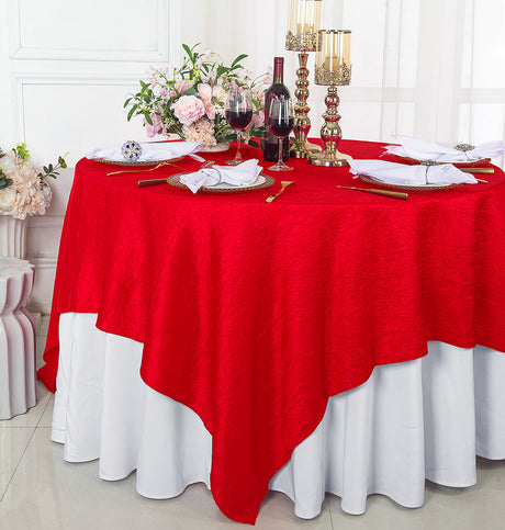 Crushed Taffeta Table Overlay 85x85 Square Red