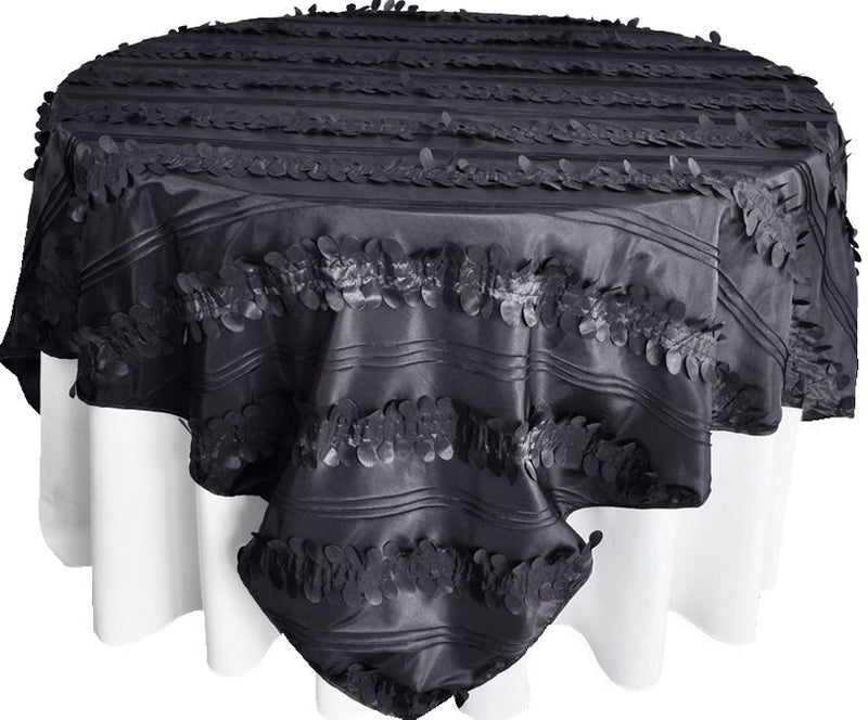 Square Taffeta Table Overlay 85x85 Pewter/Charcoal