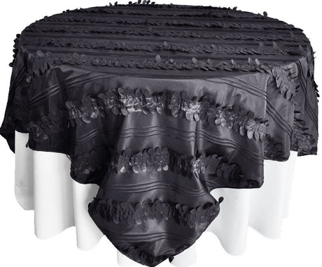 Square Taffeta Table Overlay 85x85 Pewter/Charcoal