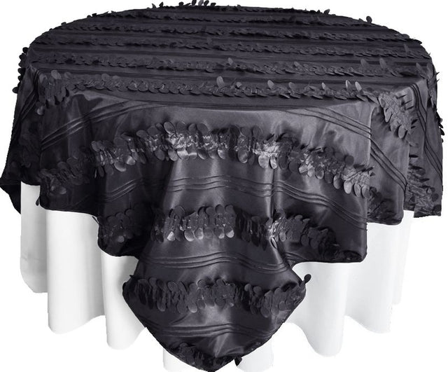 Square Taffeta Table Overlay 85x85 Pewter/Charcoal