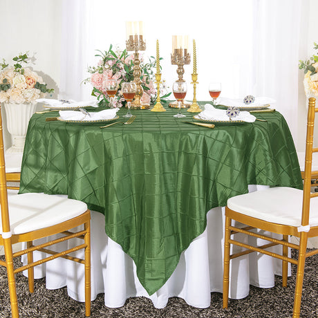 Pintuck Taffeta Square Table Overlay 85x85 Clover Green