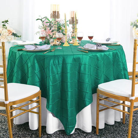 Pintuck Taffeta Square Table Overlay 85x85 Jade