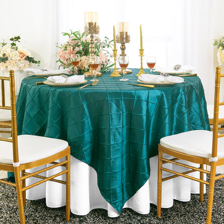 Square Pintuck Taffeta Table Overlay 85x85 Oasis