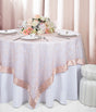 Embroidered Organza Table Overlay 85x85 Square Blush Pink