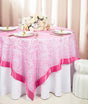 Embroidered Organza Square Table Overlay 85x85 Bubble Gum