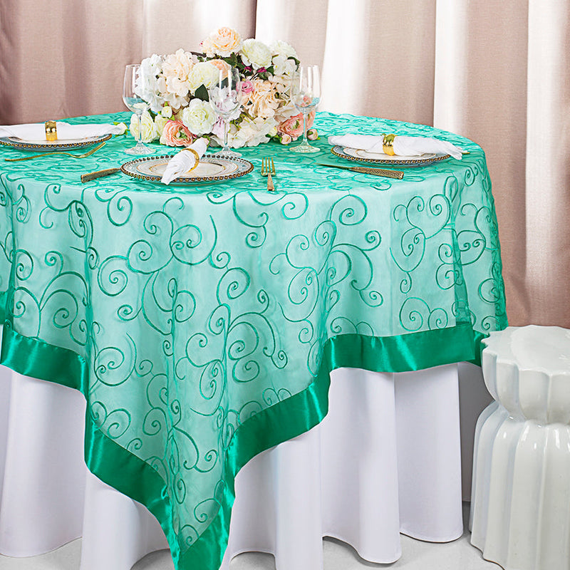Organza Table Overlay 85x85 Square Jade