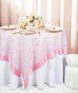 Embroidered Organza Square Table Overlay 85x85 Pink