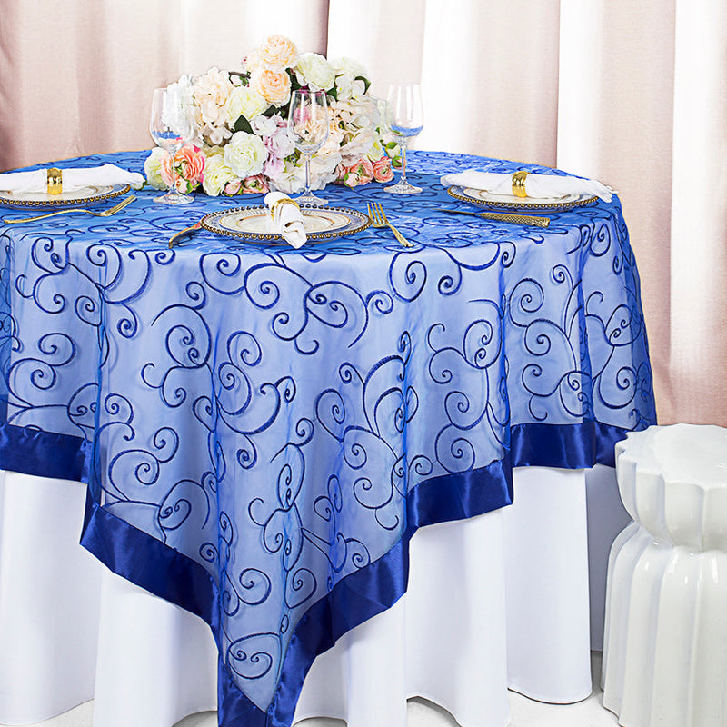 Square Organza Table Overlay 85x85 Royal Blue