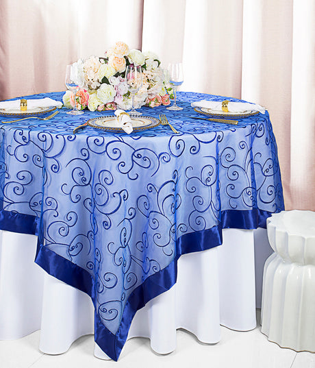 Square Organza Table Overlay 85x85 Royal Blue