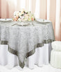 Embroidered Organza Square Table Overlay 85x85 Silver