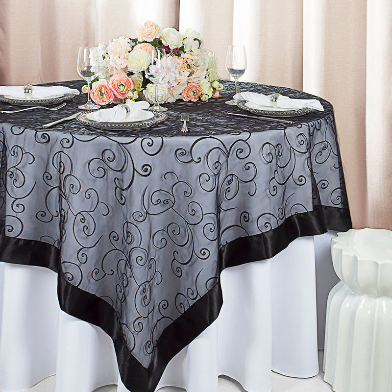 Organza Table Overlay 85x85 Square Black