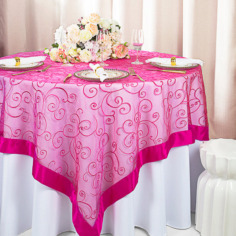 Organza Table Overlay 85x85 Square Fuchsia