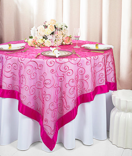 Organza Table Overlay 85x85 Square Fuchsia