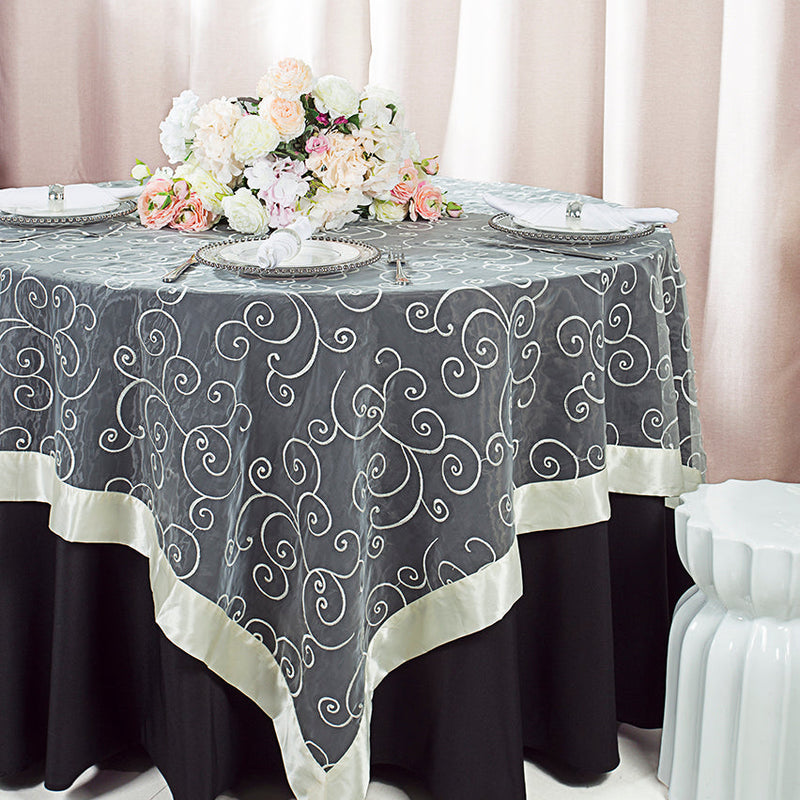 Organza Table Overlay 85x85 Square Ivory