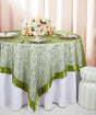 Embroidered Organza Square Table Overlay 85x85 Moss Green