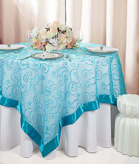 Organza Table Overlay 85x85 Square Turquoise